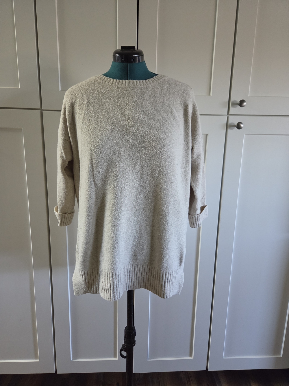 Ann Taylor Neutral Crewneck Textured Sweater